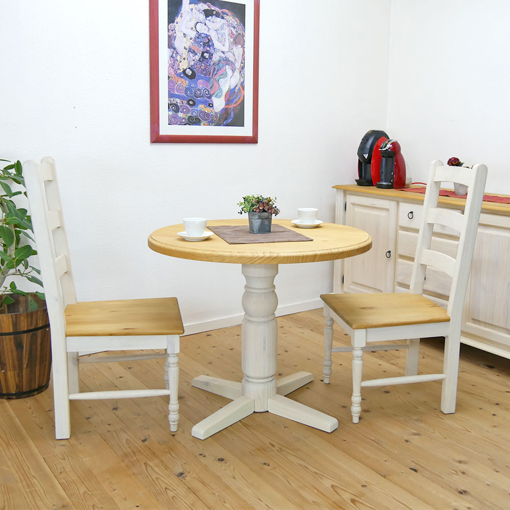 丸型テーブル90cm+チェアGKT2脚セット(ミルキーホワイト色)
