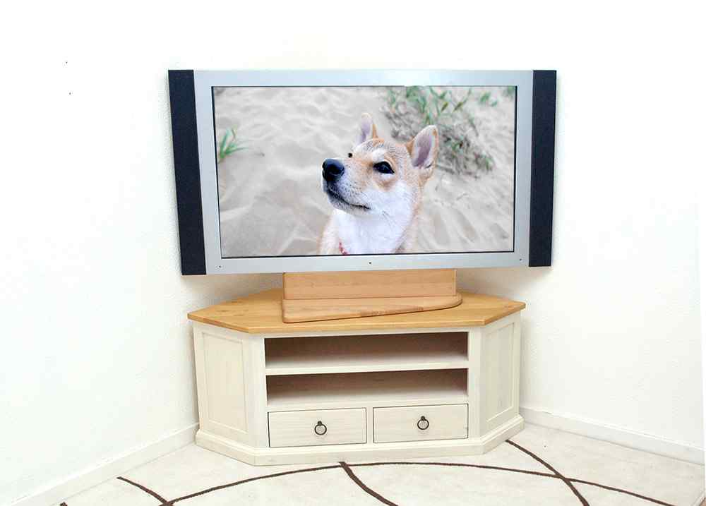フレンチカントリーコーナーテレビ台 ロータイプ｜リング取手｜MW色