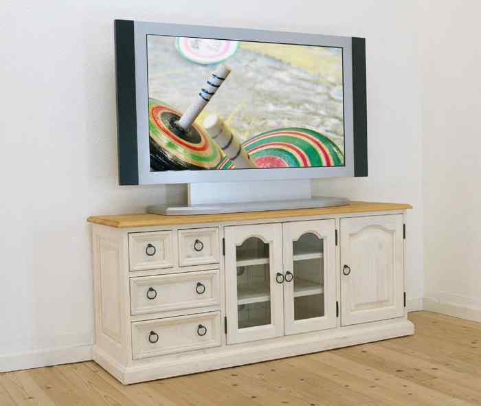フレンチカントリーテレビ台｜幅135cm高さ60cm｜リング取手｜MW色