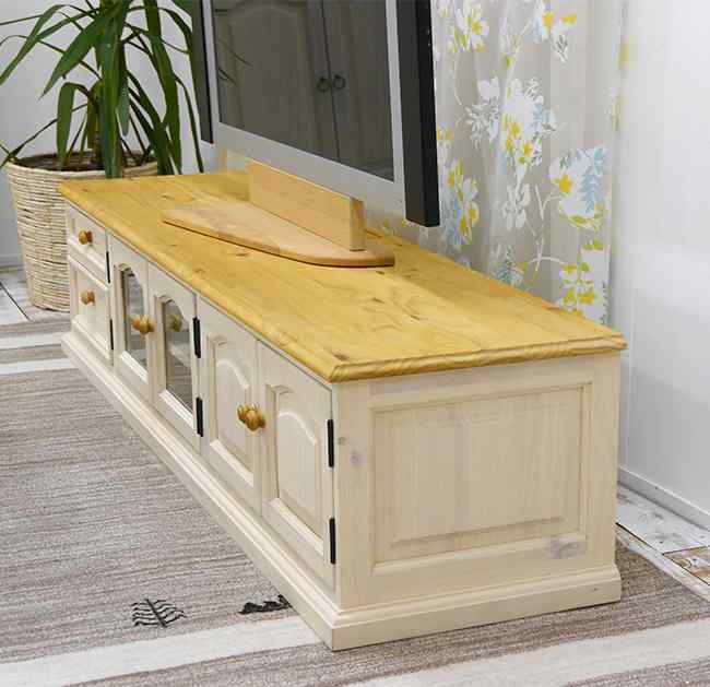 70型対応｜白いカントリーローボード｜木製取手｜ミルキーホワイト色
