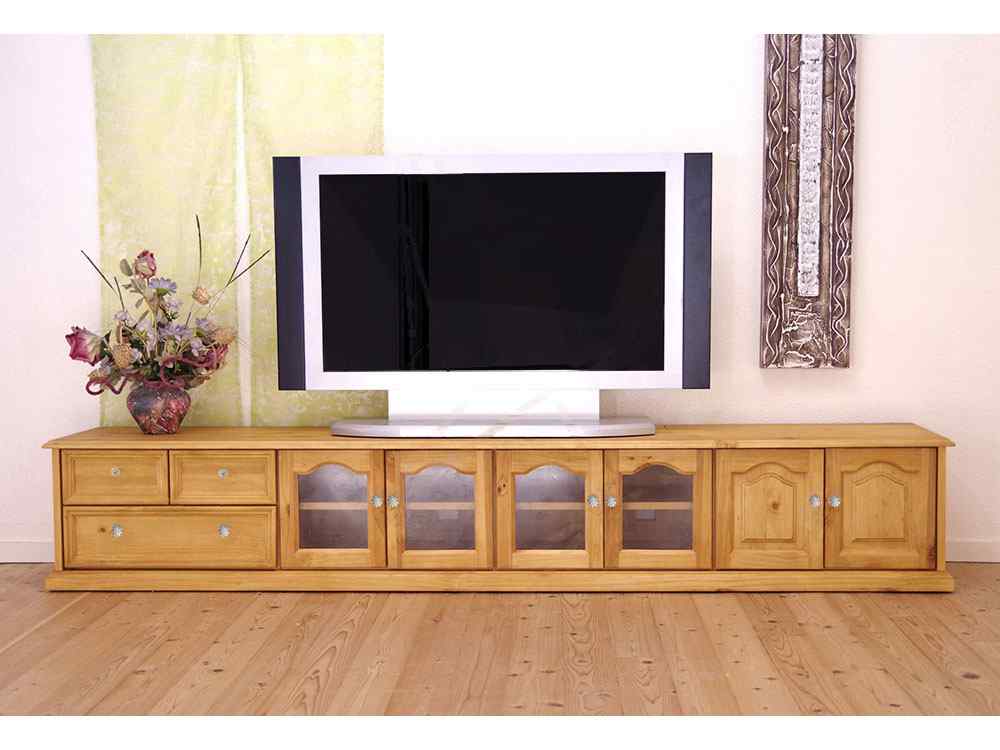カントリーワイドテレビ台 幅240cm｜木製取手｜ナチュラル色