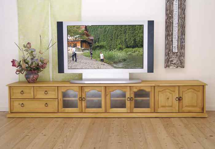 カントリーワイドテレビ台 幅240cm/リング取手/ナチュラル色