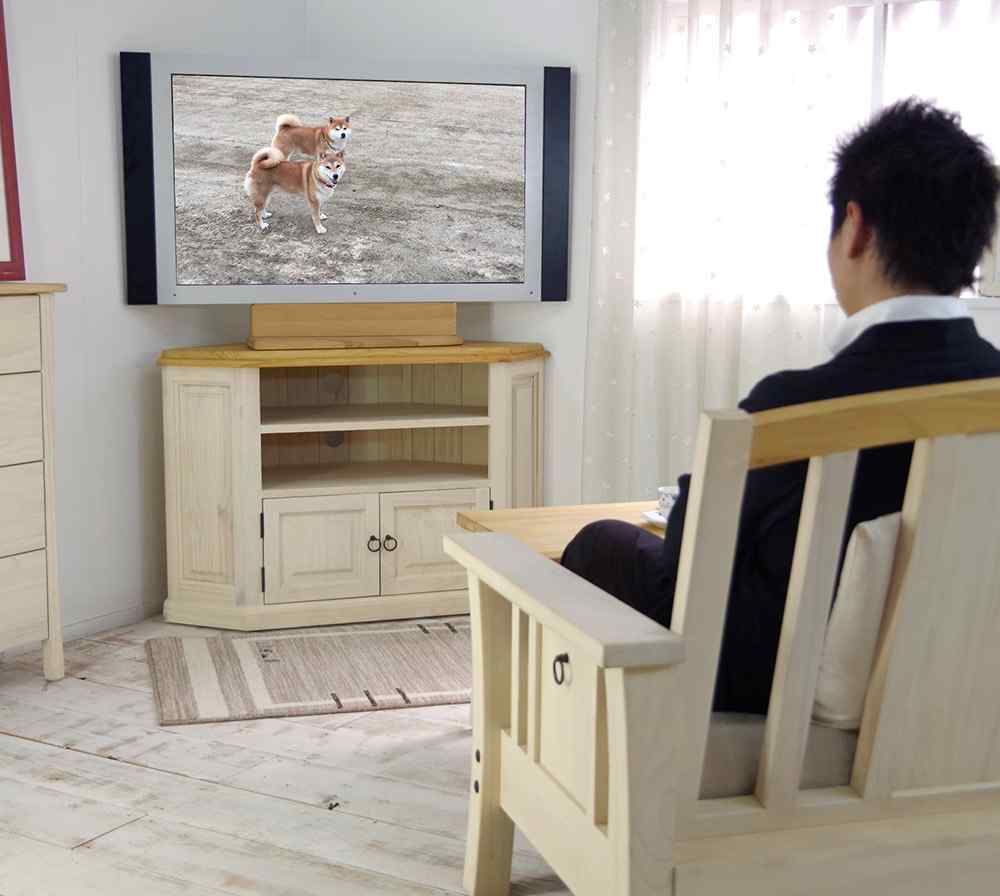 コンパクトな白いカントリーコーナーテレビ台