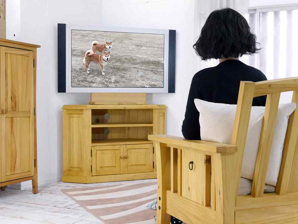 カントリーコーナーテレビボード高さ73cm｜木製取手｜ナチュラル色