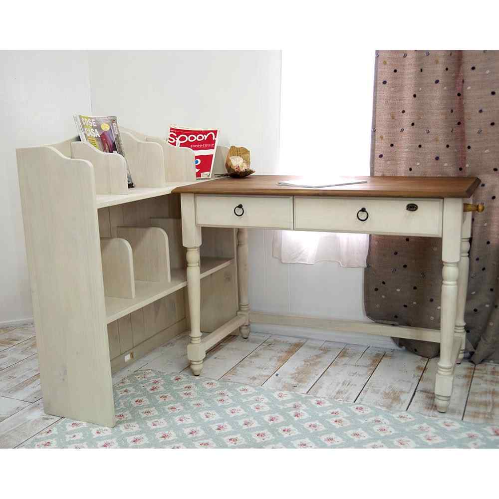 フレンチデスク本棚付｜イリデ単品｜リング取手｜WAMW色